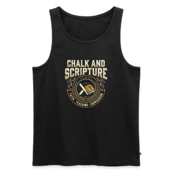 Chalk and Scripture Christian Teacher Jesus - Men's Premium Organic Tank Top - black - Front - AI Model Male 178 light (178cm)