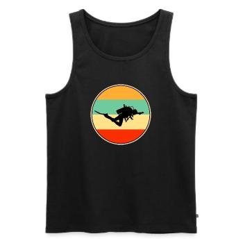 Retro Scuba Diver Silhouette Vintage Sunset - Männer Premium Bio Tank Top - Schwarz - Vorne - Michal (187cm)