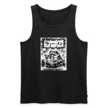 Ramen Noodles Frog Sumi-e Ink Drawing - Men's Premium Organic Tank Top - black - Front - AI Model Male 178 light (178cm)