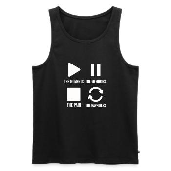 Mindfulness, Moments, Memories, Happiness - Men's Premium Organic Tank Top - black - Front - Michal (187cm)