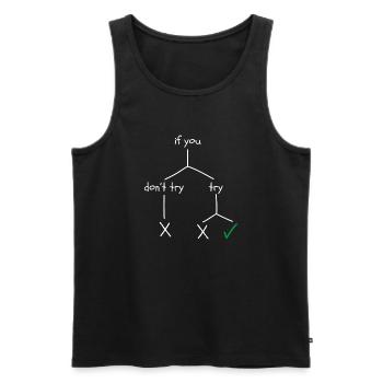 Motivational design about courage and perseverance - Men's Premium Organic Tank Top - black - Front - AI Model Male 178 light (178cm)