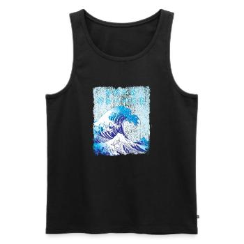 Japan big wave off Kanagawa Vintage Japanese - Men's Premium Organic Tank Top - black - Front - AI Model Male 178 light (178cm)