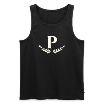 P - Männer Premium Bio Tank Top - Schwarz - Vorne - AI Model Male 178 light (178cm)
