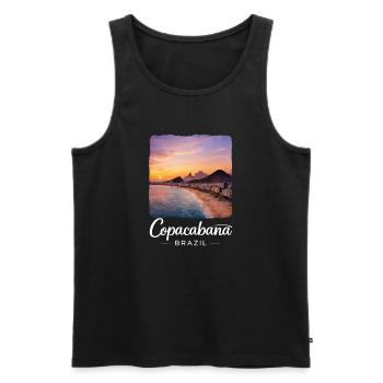 Copacabana Brésil Magie de la plage du coucher du soleil - Débardeur bio Premium Homme - noir - Devant - AI Model Male 178 light (178cm)