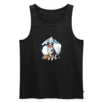 Aussie Dog Landscape Nature Illustration - Men's Premium Organic Tank Top - black - Front - AI Model Male 178 light (178cm)