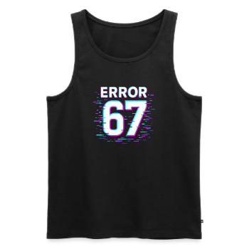 Idée de cadeau Error 67 Six Seven Glitch Cyber Meme - Débardeur bio Premium Homme - noir - Devant - Michal (187cm)