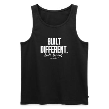 Built Different Built By God Psalm 139:14 - Männer Premium Bio Tank Top - Schwarz - Vorne - AI Model Male 178 light (178cm)