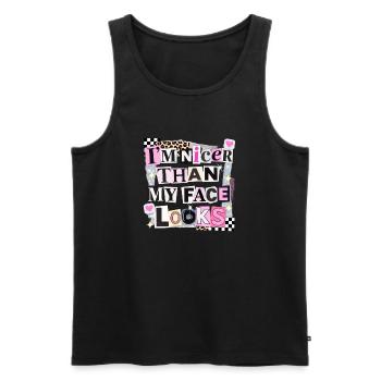 Nicer Than My Face Looks - Männer Premium Bio Tank Top - Schwarz - Vorne - AI Model Male 178 light (178cm)