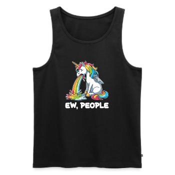 Licorne arc-en-ciel crache arc-en-ciel - Débardeur bio Premium Homme - noir - Devant - AI Model Male 178 light (178cm)