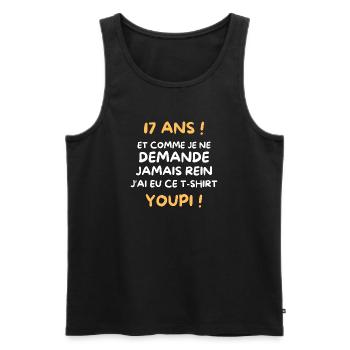 Funny Draw Boy Teen 17 Years Funny Birthday 17 - Débardeur bio Premium Homme - noir - Devant - AI Model Male 178 light (178cm)