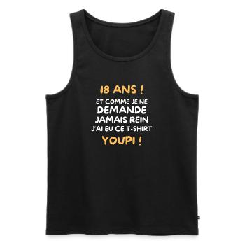 Funny Draw Boy Teen 18 Years Funny Birthday 18 - Débardeur bio Premium Homme - noir - Devant - AI Model Male 178 light (178cm)