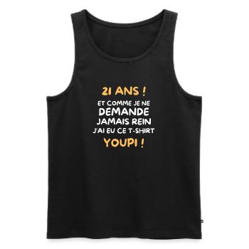Funny Draw Boy Teen 21 Years Funny Birthday 21 - Débardeur bio Premium Homme - noir - Devant - AI Model Male 178 light (178cm)