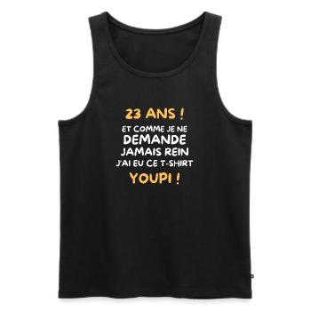 Funny Draw Boy Teen 23 Years Funny Birthday 23 - Débardeur bio Premium Homme - noir - Devant - AI Model Male 178 light (178cm)