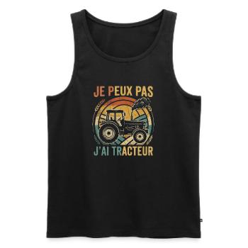 I Can't I Have a Tractor - Country Humour - Men's Premium Organic Tank Top - black - Front - AI Model Male 178 light (178cm)