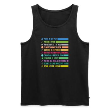 Déclarations scientifiques colorées - Débardeur bio Premium Homme - noir - Devant - AI Model Male 178 light (178cm)