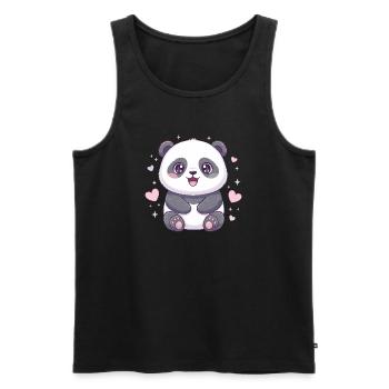 Panda Kawaii avec des cœurs - Débardeur bio Premium Homme - noir - Devant - AI Model Male 178 light (178cm)