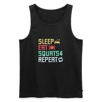 Fitness Fanatics Sleep Eat Squats Repeat - Männer Premium Bio Tank Top - Schwarz - Vorne - Michal (187cm)