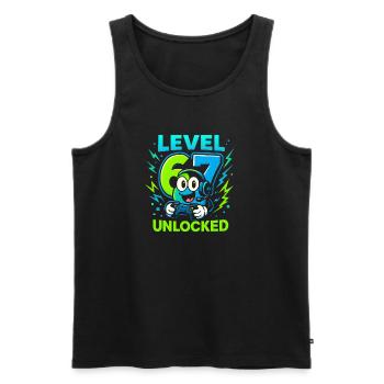 Level 67 Unlocked Six Seven Italian Brainrot Gamer - Männer Premium Bio Tank Top - Schwarz - Vorne - AI Model Male 178 light (178cm)