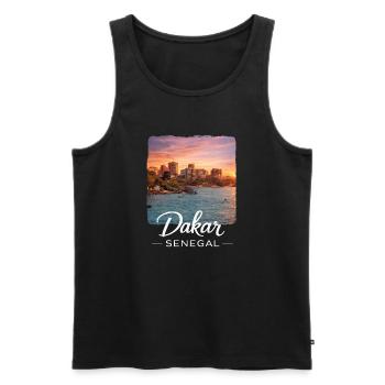 Dakar Sunset Coastal City - Men's Premium Organic Tank Top - black - Front - AI Model Male 178 light (178cm)