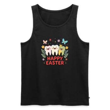 Happy Easter Teeth – Cute Cartoon T-Shirt - Men's Premium Organic Tank Top - black - Front - Michal (187cm)