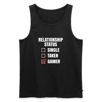 Relationship Status: Gamer - Men's Premium Organic Tank Top - black - Front - AI Model Male 178 light (178cm)