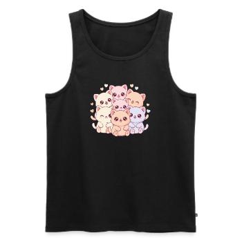 Pastel Cat Gang - Men's Premium Organic Tank Top - black - Front - AI Model Male 178 light (178cm)