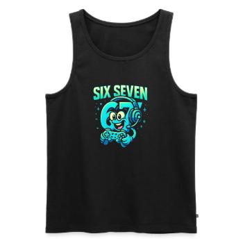 Six Seven Gamer Mascot Italian Brainrot Gaming - Männer Premium Bio Tank Top - Schwarz - Vorne - AI Model Male 178 light (178cm)