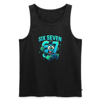 Six Seven Gamer Mascot Italian Brainrot Gaming - Männer Premium Bio Tank Top - Schwarz - Vorne - AI Model Male 178 light (178cm)