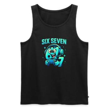 Six Seven Gamer Mascotte Italienne Brainrot Gaming - Débardeur bio Premium Homme - noir - Devant - AI Model Male 178 light (178cm)