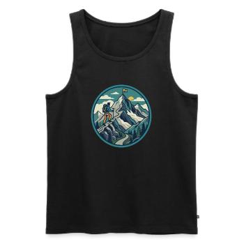 Motif du sommet de l’aventure alpiniste - Débardeur bio Premium Homme - noir - Devant - Michal (187cm)
