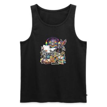 Psychedelic Rock Cosmic Space - Männer Premium Bio Tank Top - Schwarz - Vorne - AI Model Male 178 light (178cm)