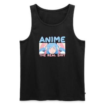 Anime : Le vrai graphique de Kawaii Girl - Débardeur bio Premium Homme - noir - Devant - AI Model Male 178 light (178cm)
