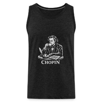 Chopin Coffee Portrait Vintage Line Art - Men's Premium Organic Tank Top - charcoal grey - Front - Alexander (188cm)