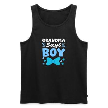 Grand-mère dit que la fête de révélation du sexe des jeunes - Débardeur bio Premium Homme - noir - Devant - AI Model Male 178 light (178cm)
