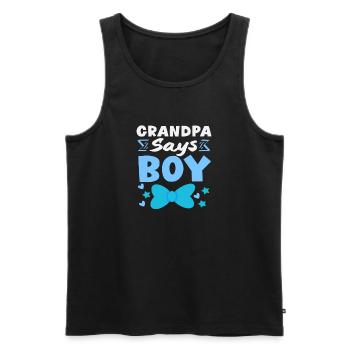 Grand-père parle d’une fête de révélation du sexe des jeunes - Débardeur bio Premium Homme - noir - Devant - AI Model Male 178 light (178cm)