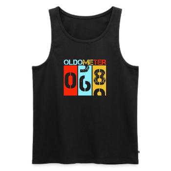 Oldometer 68 Retro 69th Birthday Milestone - Men's Premium Organic Tank Top - black - Front - AI Model Male 178 light (178cm)
