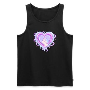 Cœur pastel K Pop Symbole de doigt Amour - Débardeur bio Premium Homme - noir - Devant - Michal (187cm)