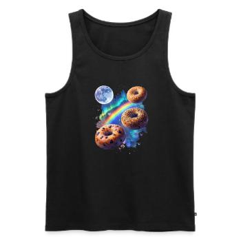 Kosmische Donuts über Regenbogenraum - Männer Premium Bio Tank Top - Schwarz - Vorne - AI Model Male 178 light (178cm)