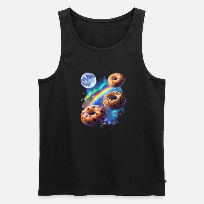 Kosmische Donuts über Regenbogenraum - Männer Premium Bio Tank Top - Schwarz
