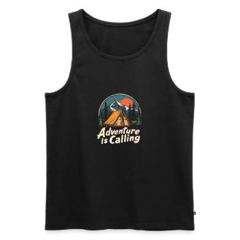 Camping Abenteuer Spruch Adventure appelle le camp - Débardeur bio Premium Homme - noir - Devant - AI Model Male 178 light (178cm)