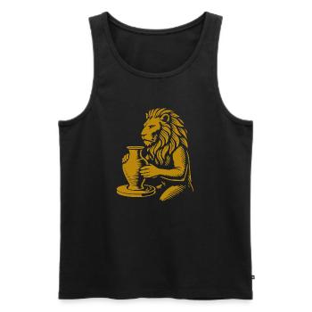 Keramikmeister des Goldenen Löwen - Männer Premium Bio Tank Top - Schwarz - Vorne - AI Model Male 178 light (178cm)