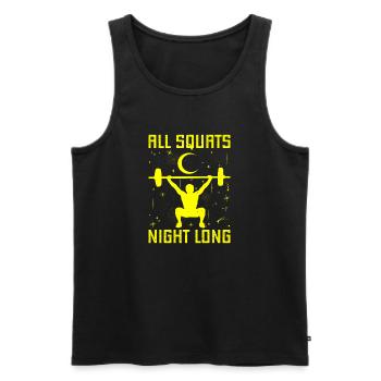Fitness Fanatics : Squats Toute la Nuit - Débardeur bio Premium Homme - noir - Devant - Michal (187cm)