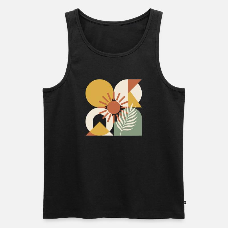 Boho Abstract Geometric Botanical Sunburst - Men's Premium Organic Tank Top - black