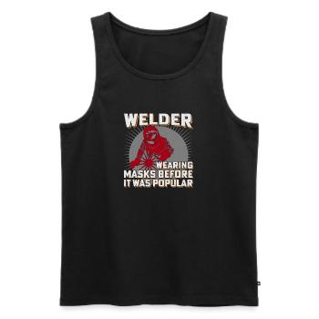 Schweißer Humor Masken Vorher Beliebt - Männer Premium Bio Tank Top - Schwarz - Vorne - AI Model Male 178 light (178cm)
