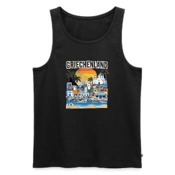 Griechenland Urlaub Vintage Strand - Männer Premium Bio Tank Top - Schwarz - Vorne - Michal (187cm)