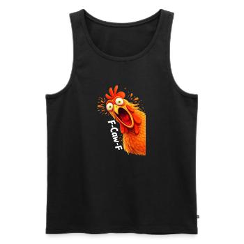F-Caw-F Graphique drôle de mème de coq de poulet - Débardeur bio Premium Homme - noir - Devant - Michal (187cm)