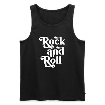 Rock and Roll Retro Typeface - Men's Premium Organic Tank Top - black - Front - AI Model Male 178 light (178cm)