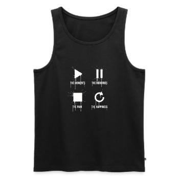 Pleine conscience, moments, souvenirs, bonheur - Débardeur bio Premium Homme - noir - Devant - Michal (187cm)