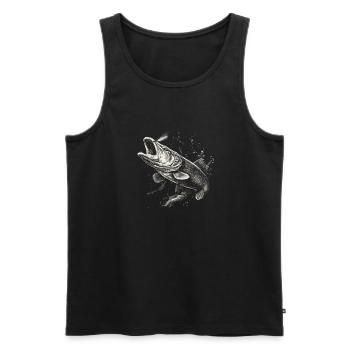 Brochet pêcheur - Débardeur bio Premium Homme - noir - Devant - Michal (187cm)