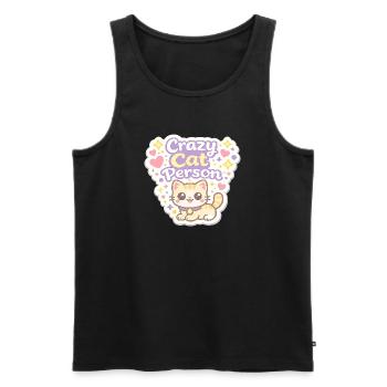 Crazy Cat Person – Pastell Katzenliebe - Männer Premium Bio Tank Top - Schwarz - Vorne - AI Model Male 178 light (178cm)
